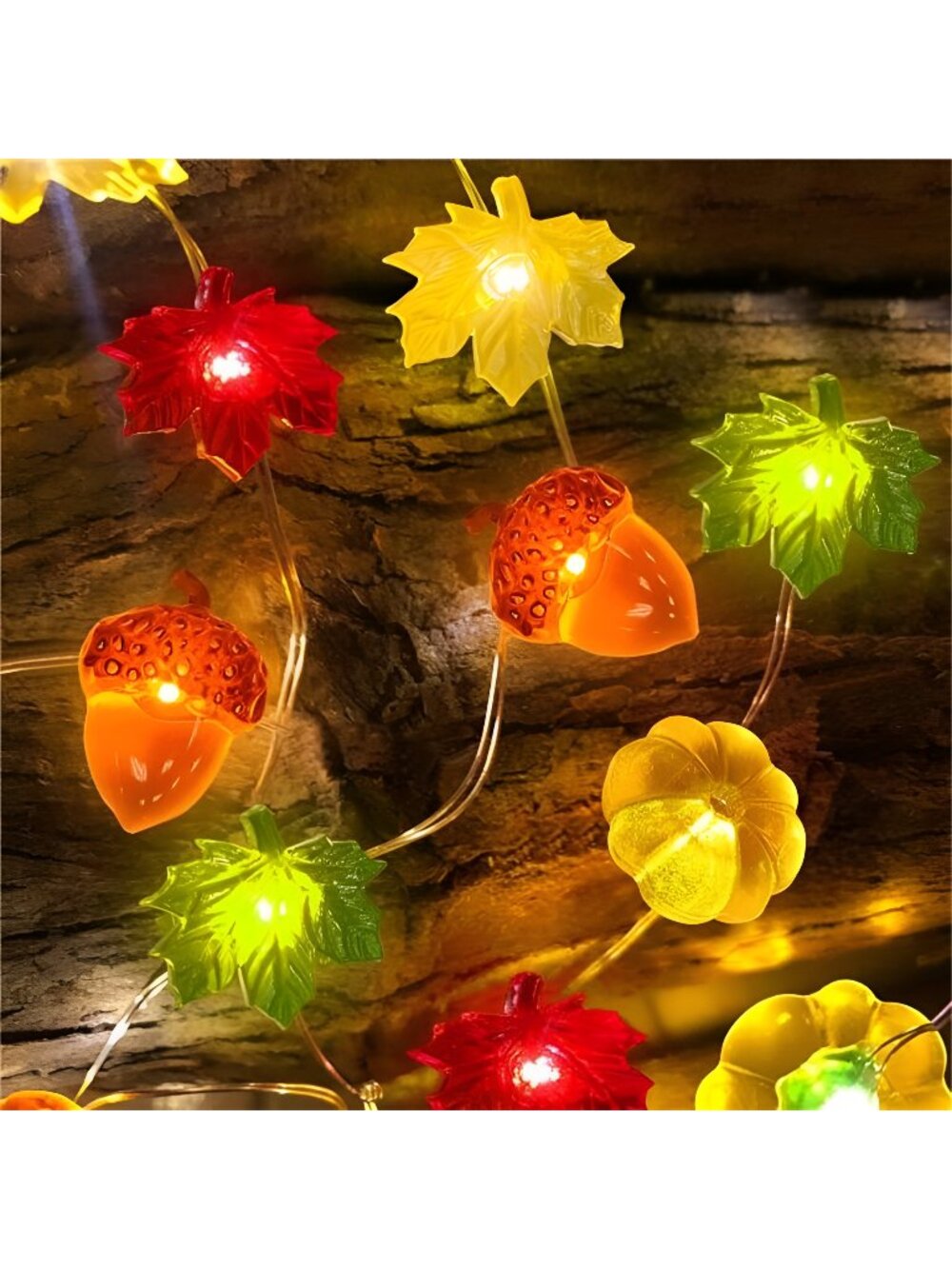 30LED/10Ft 3D Pumpkin Lights Thanksgiving Decorations, 3 in 1 Battery Powered